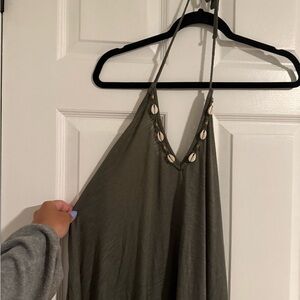 Banana Moon Green Shell Halter Beach Dress - Large